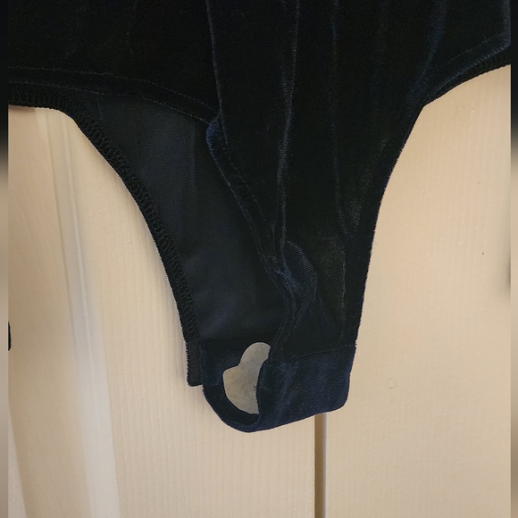MISA Los Angeles Blue Velvet Bodysuit NWT MSRP $370 Long Sleeve Mock neck - Picture 9 of 9